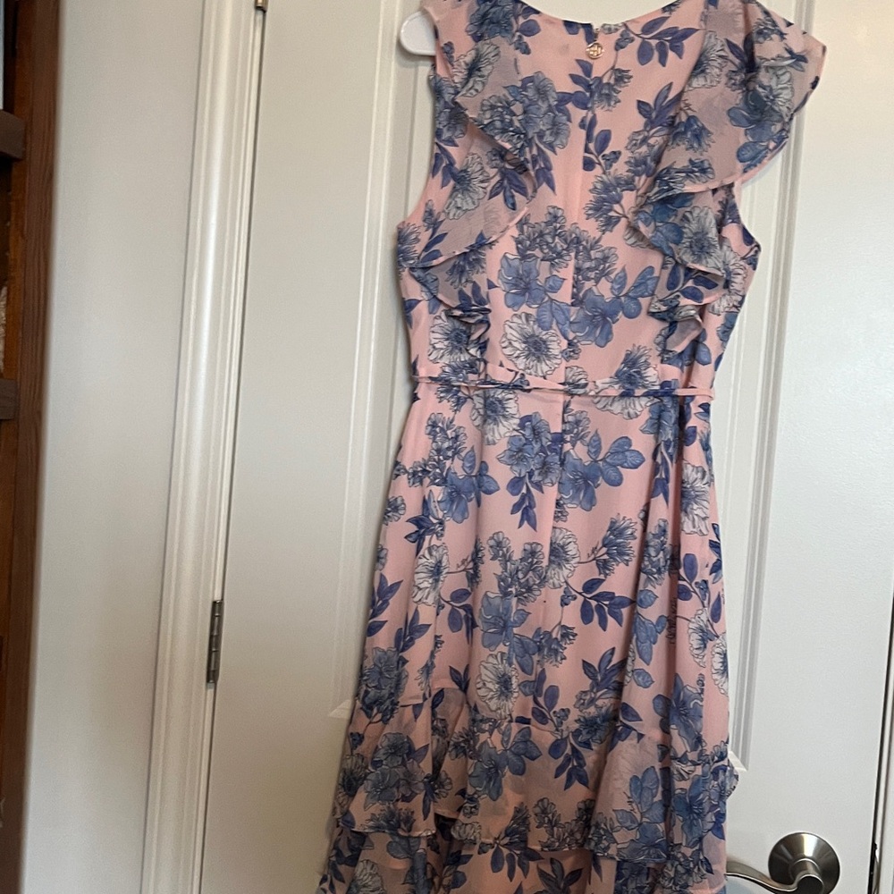 Tommy Hilfiger Pink & Blue Floral Ruffle Midi Dress - Picture 5 of 5